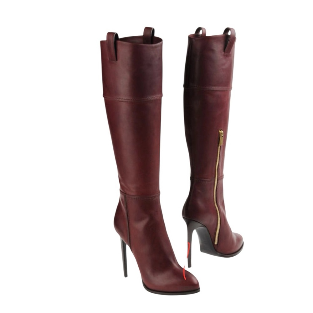 Emilio Pucci Elegant Burgundy Knee-High Leather Boots. Gently Worn. Size 40 1/2. - Picture 2 of 9